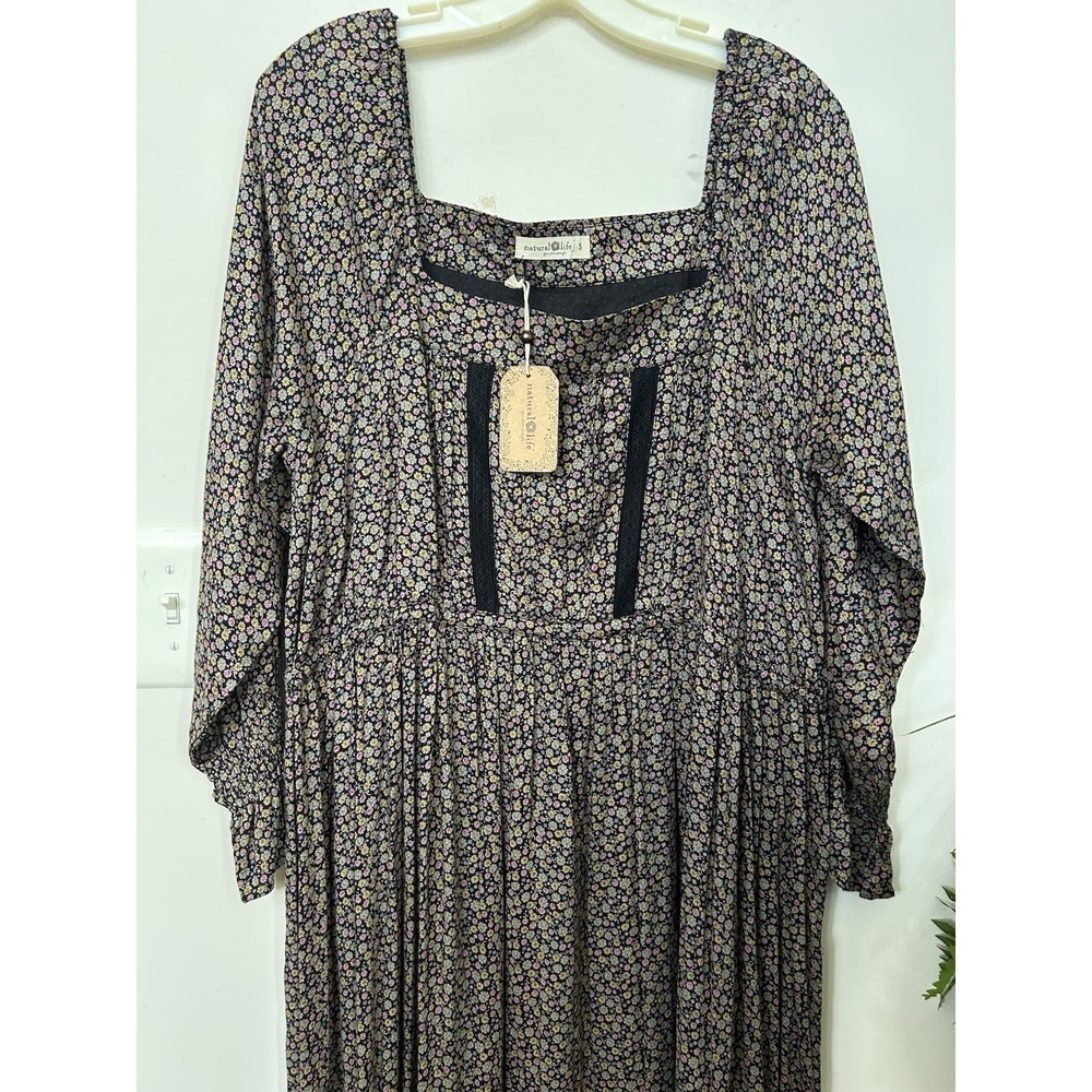 NWT Natural Life Multicolor Floral Pattern Prairie Maxi Long Dress Boho Sz S‎ - Picture 3 of 8